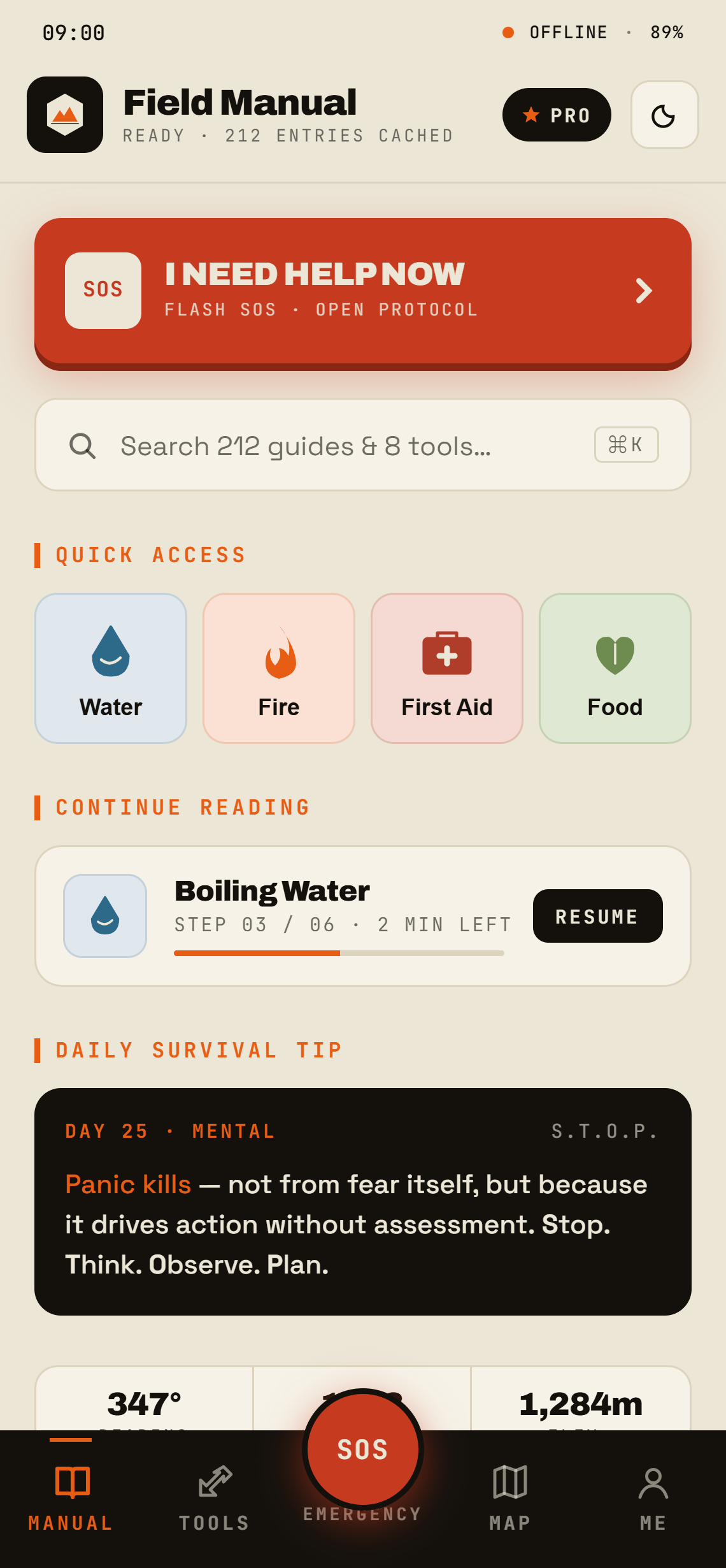 The Last Manual — Home screen